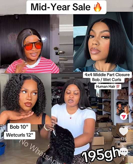 4x4 Middle Part Closure Bob/WetCurls