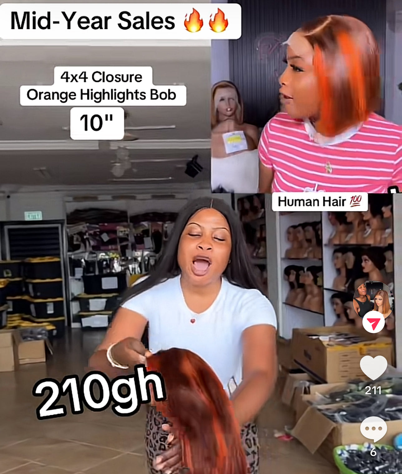 10” 4x4 Closure Orange Highlights Bob