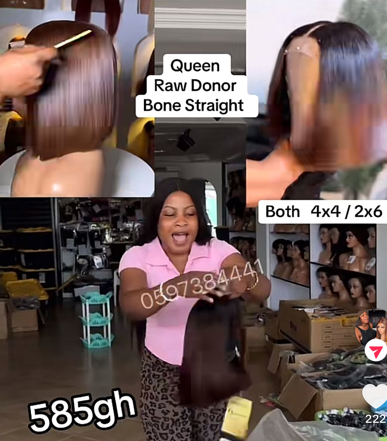 4x4 Queen Raw Donor Bone Straight (Brown & Black )