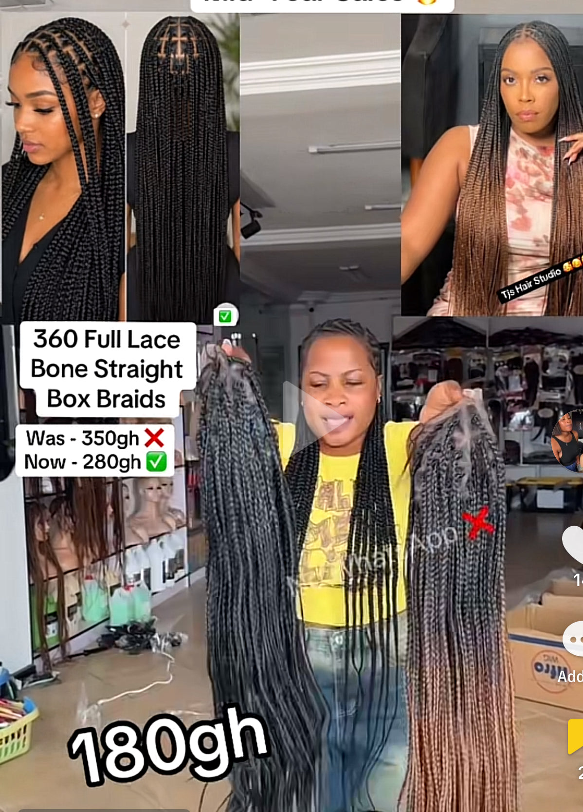 360 Full Lace Bone Straight Braids