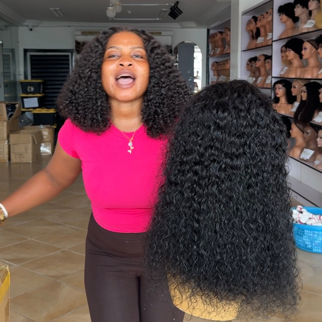13x4 Full Frontal wet curls (black)