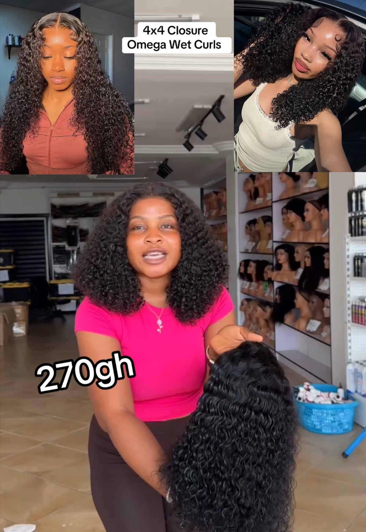 4x4 Closure Omega Wet Curls (Black)