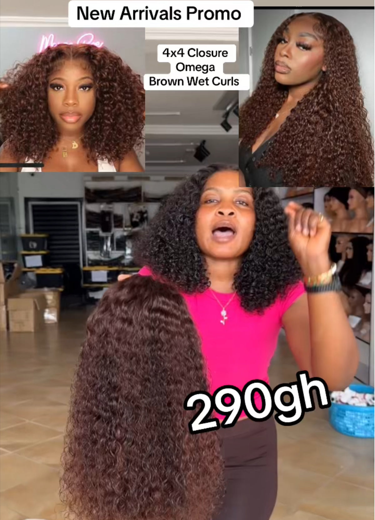 4x4 Closure Omega Wet Curls (Brown)