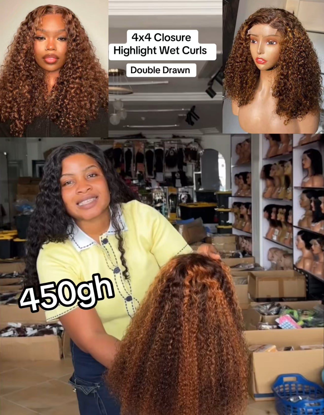 4x4 Closure Highlight Wet Curls DD