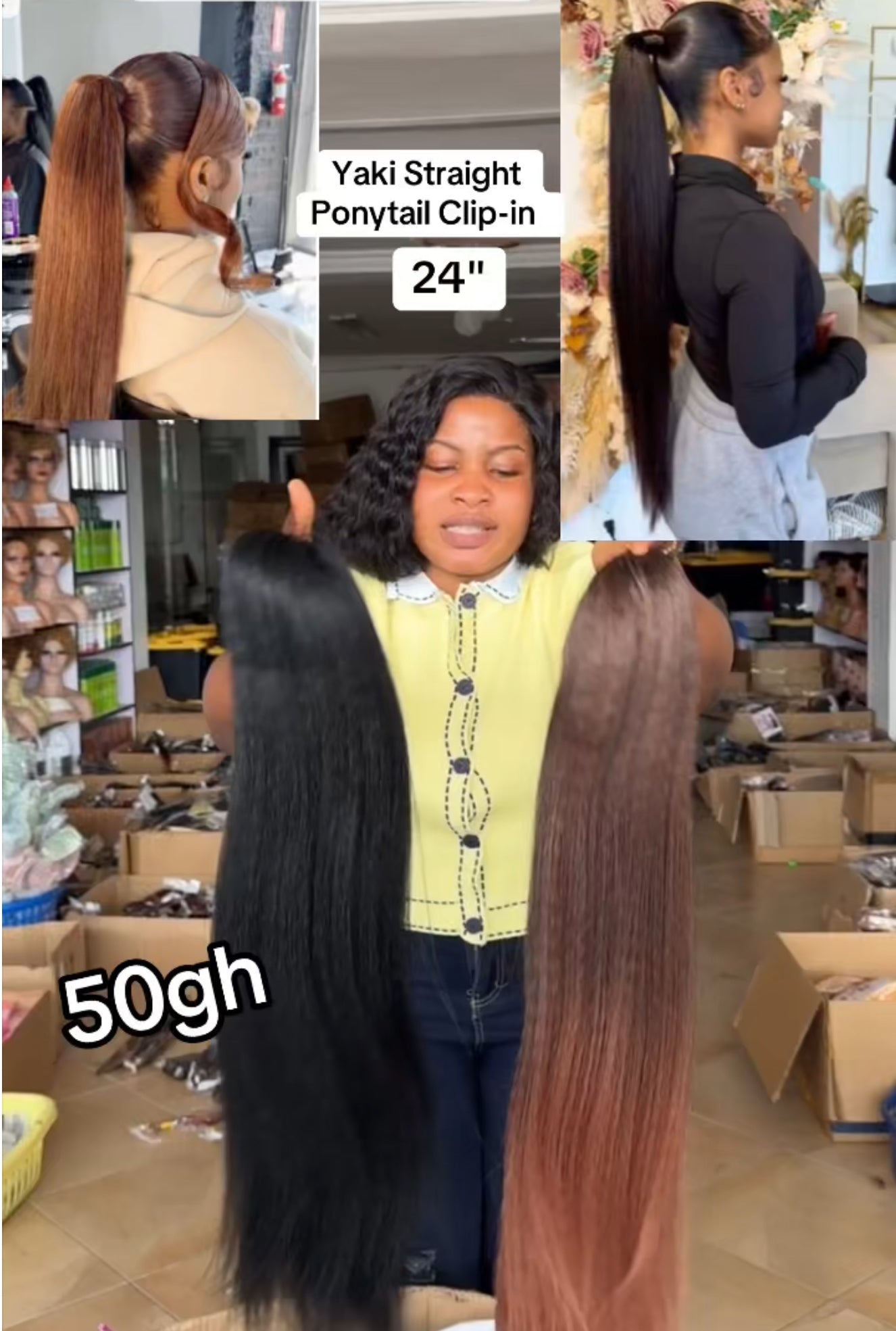 Yaki Straight Clip-In Ponytail 24”
