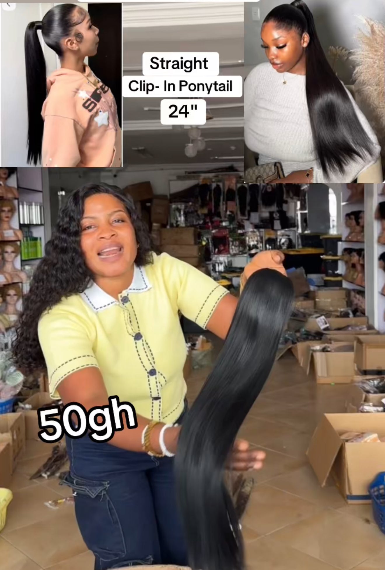 Straight Clip-In Ponytail 24”