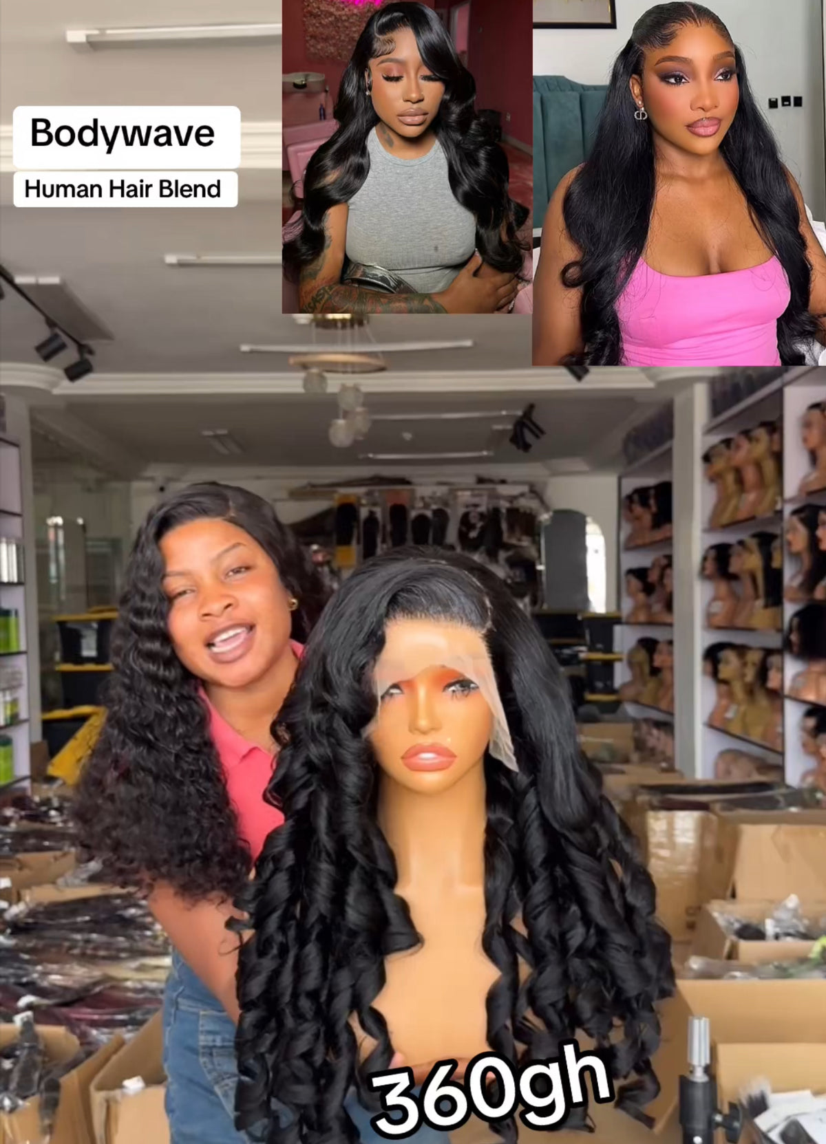 13x4 full frontal Bodywave Human Hair Blend