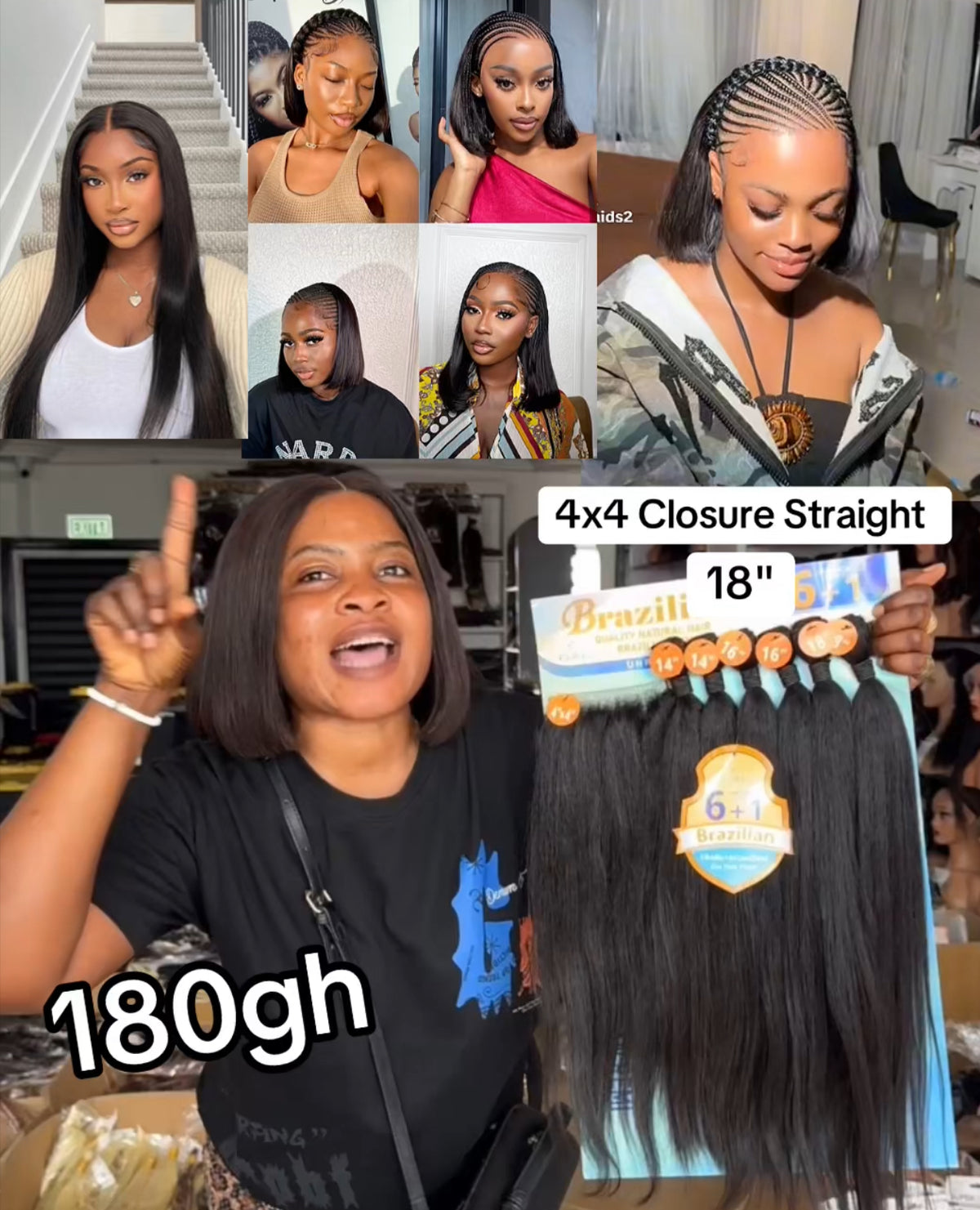 4x4 Closure Straight 18”