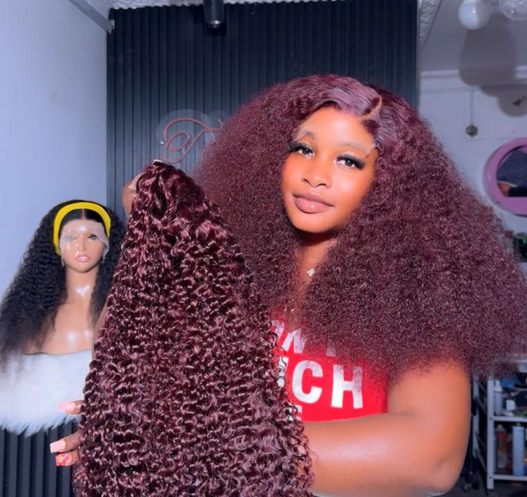 5x5 Mini Frontal RAW Luxury Curls  [wine ]