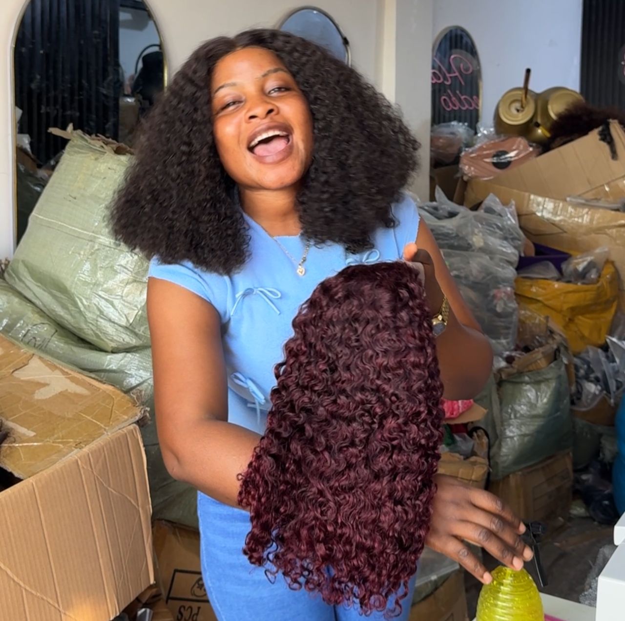 4x4 Closure (Burgundy)  Wet Curls
