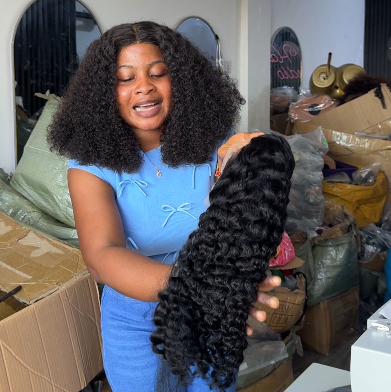 13x4 Full Frontal Wet Curls (black)